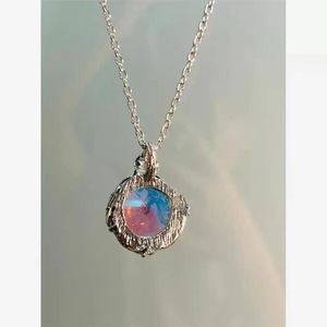 Collana Sportiva Unisex Vintage con Diamante, Spina <span class=keywords><strong>Solitaria</strong></span> e Aurora, Design di Nicchia in Rame Invecchiato, Catena Personalizzata in Bambù - Product Image 2