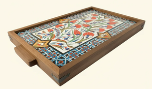 Plateau de service en bois massif écologique, artisanal, style classique, plateau en bois pour servir les aliments, cuisine, salle à manger, mariage, hôtel - Product Image 4