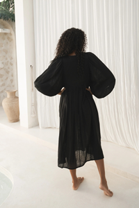 Nouvelle Collection 2025 – Robe Longue Femme en Coton Écologique Lavable à Taille Naturelle et Manches Courtes - Product Image 2