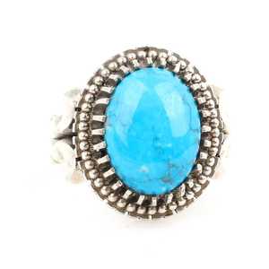Bague pour homme en argent sterling 925, pierre turquoise ovale, motif géométrique, plaqué rhodium, certifiée IGI, pour un usage quotidien, 12,85 g - Product Image 4