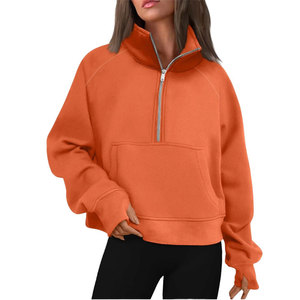 Women Crop <b>Top</b> Zipper Hoodie Short Length Stylish Streetwear with Hood Casual Wear - Product Image 2