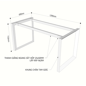 ขาโต๊ะโลหะรูปสามเหลี่ยม HCTG008 สำหรับโต๊ะขนาด 140x70 ซม. รุ่น Heavy Duty สำหรับใช้เป็นโต๊ะอาหารหรือเตียงนอน - ระบบ Trian II Concept - Product Image 4