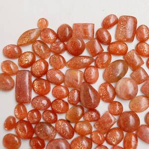 Cabochons de pierre de soleil 100% naturelle, formes variées, facettés, pierres précieuses, coupe fantaisie, dorés, cirés/huilés, non montés, calibrés, pour bijoux - Product Image 3