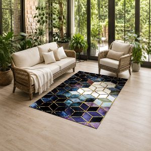 <b>RUGS</b> DEPOT LXDP-0500 Wholesale Charcoal Grey Ethnic Kilim Digital Printed Machine Washable Chenille Area <b>Rug</b> <b>Non</b> <b>Slip</b> - Product Image 6