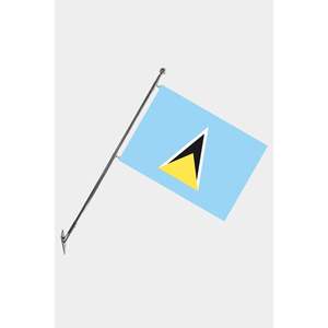 Ensemble de mât de drapeau télescopique mural Sainte-Lucie avec bannières en polyester imprimées numériquement - Product Image 1