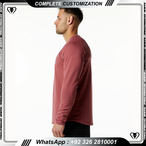Blanc col rond entraînement vêtements actifs formation t-shirt manches longues ajusté Compression Fitness Gym T-shirts hommes - Product Image 3