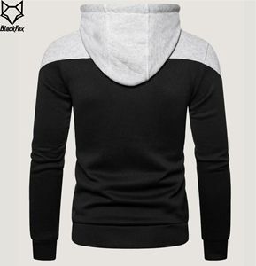Men's Hooded Zip-Up Sweatshirt Color Blocking Slim Fit Casual Autumn Wear Red Black French Terry Material - Product Image 5