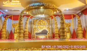 งานแต่งงานแบบดั้งเดิม FRP Kalyan Mandap ตกแต่ง Mandap เหตุการณ์แต่งงานทมิฬกับการจัดงานแต่งงานทางตอนใต้ของดอกไม้งานแต่งงานทอง Mandap เลสเตอร์ - Product Image 6