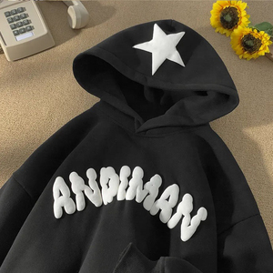 Logotipo personalizado Hip Pop 3D Puff impresión personalizada sudaderas con capucha de gran tamaño de alta calidad de impresión de peso pesado Jersey de algodón Sudadera con capucha para hombre - Product Image 2