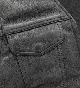 Chaleco de Cuero Genuino Transpirable de Invierno para Hombre con Cuello Camisero, Impermeable, Servicio OEM, Ropa Exterior, Estilo Urbano - Product Image 5