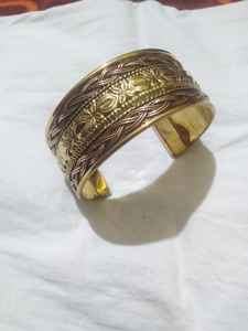 Brazaletes de Latón Hechos a Mano, Ajustables, con Incrustaciones de Ágata, Unisex, para Boda, Chapados en Oro Antiguo, Estilo Étnico Boho - Product Image 2