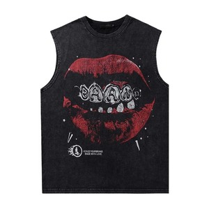 Y2K Streetwear ácido lavado camiseta hombres Vintage Tank Top sin mangas hombres 100% algodón camiseta Hip Hop de gran tamaño verano Tops chaleco - Product Image 1