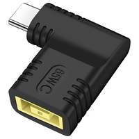 Adaptateur USB C vers embout fin, adaptateur USB C mâle vers embout carré fin jaune à 90 degrés, convertisseur 65w PD pour chargeur Lenovo