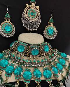 Ensemble afghan en acier inoxydable attrayant pour femmes, strass en cristal, fait à la main, tendance, ethnique, classique, artistique, mariages, fêtes - Product Image 3