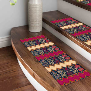 Tapis imprimé aztèque - Motif ethnique, fleurs, design moderne, tapis fin non tissé - Product Image 1