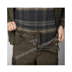 100% cuir de vachette véritable haute qualité double couleur chasse pantalon fermeture éclair bouton fermeture respirant grande taille poches latérales avant - Product Image 3