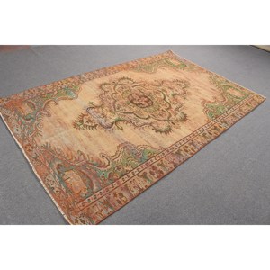 Turkish 5.4x8.7 ft Rug, Vintage Rug, <b>Brown</b> Southwestern <b>Wool</b> Rug - Product Image 4