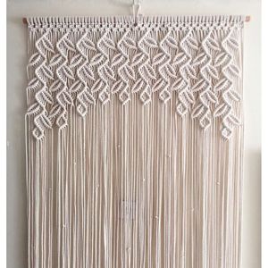 ผ้าม่านผ้าฝ้ายลายใบไม้สไตล์โบฮีเมียนสวยงาม ผ้าม่านแขวนผนังแบบมาคราเม่ - Product Image 2