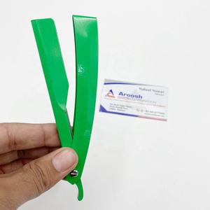 Rasoirs de barbier professionnels de haute qualité Logo personnalisé Lames de rasoir manuelles en acier inoxydable massif vert Corps durable - Product Image 4