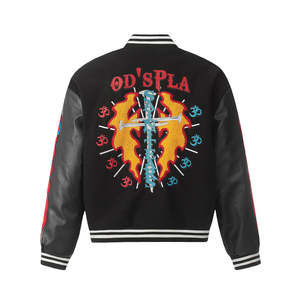 Custom <b>Men</b> Oversized Satin Waterproof Sleeve Varsity <b>Jacket</b> Loose Fit <b>Baseball</b> Letterman Embroidered Chenille Patchwork Hip Hop - Product Image 4