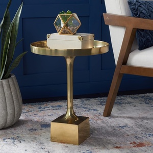 Foldable 2 Tier Gold Color Metal Coffee Side <b>Table</b> Modern Design for Your Living Room or Lounge Space - Product Image 5