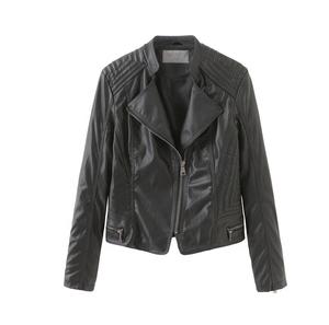 Chaquetas de cuero de piel de oveja para mujer Chaquetas de cuero estilo helecho estilo Bal teñido de color sólido - Product Image 5