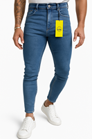 Jeans de Hombre Slim Fit Rectos Casuales Elásticos de Cintura Media, Denim Resistente con Suavizante Ecológico y Parches Vintage