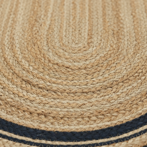 Tapis ovale en jute naturel fait à la main classique élégant avec bande de garniture noire lavable pour salon chambre à coucher salle à manger et entrée - Product Image 4