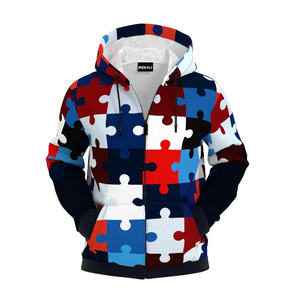 Sweat à capuche unisexe avec fermeture éclair et logo personnalisé, col à capuche coloré avec sublimation, motif uni d'hiver pour hommes, femmes et enfants - Product Image 1
