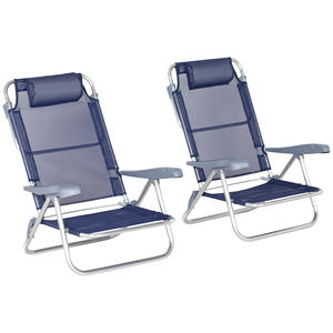 Outsunny Set of 2 <b>Folding</b> and Reclining Fishing <b>Chairs</b> on 6 Levels with <b>Padded</b> Headrest, 62x65x80 cm - Product Image 1