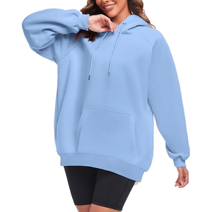 เสื้อฮู้ดสวมหัวแขนยาวสีพื้นเสื้อสเวตเชิ้ตมีกระเป๋าจิงโจ้แบบสวมหัวสำหรับผู้หญิงผ้าฝ้าย100% เกาหลี - Product Image 2