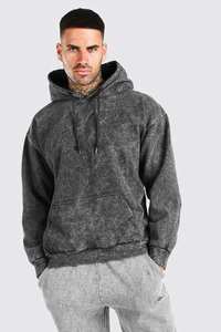 Nouveau manches longues hommes en détresse sweats à capuche vêtements de plein air couleur unie haute rue mode hommes lavage à l'acide sweats à capuche - Product Image 2