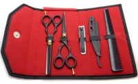 Ensemble de ciseaux de barbier professionnels faits à la main Kounain, acier inoxydable japonais 420, étui noir, pour hommes et femmes, lames Shark.