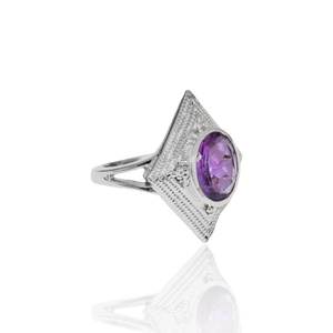 Diseño romántico amatista corte ovalado 925 Ajuste de bisel de plata esterlina anillo de banda fiesta de compromiso aniversarios de boda mujeres niñas - Product Image 2