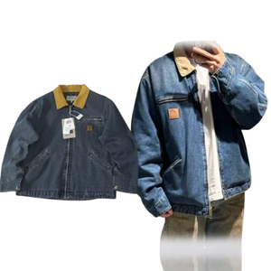 Veste décontractée d'hiver en denim rétro pour homme, veste de travail en toile pour chauffeur de camion, vêtements de travail pour homme, veste chaude et confortable par Sew Chic Cloth - Product Image 1