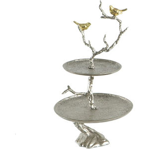 Présentoir à gâteaux en métal doré à 2 niveaux antique Présentoir à desserts Présentoir à gâteaux parfait pour toute occasion - Product Image 3