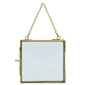 New Arrival Unique Style Small Square Shape Brass Border <b>Photo</b> Holder Family Memories for Pressed Flower & Leaf Home Deco - Product Image 2