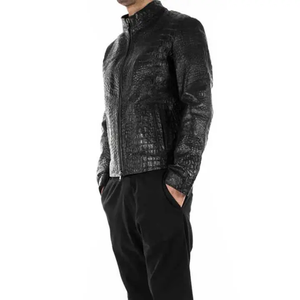 Vente chaude nouvelle mode hommes veste coupe-vent veste en cuir plaqué crocodile - Product Image 5
