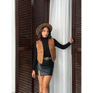 Chaleco de Gamuza Bordado para Mujer, Estilo Occidental, Elegante, Venta al Por Mayor, Marca Topshow - Product Image 3