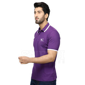 OEM personalizado de los hombres para Polo Camisetas Patrón sólido con su propio diseño de logotipo 220 gramos Peso de la tela - Product Image 2