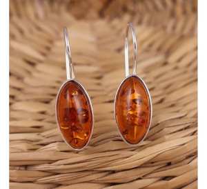 Hermosos pendientes en forma de marquesa de ámbar Báltico natural 925 plata esterlina ámbar genuino estampado estilo Vintage para bodas - Product Image 2