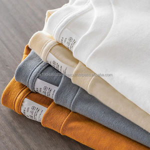 T-shirt uni grande taille à col rond en coton biologique épais surdimensionné T-shirt lourd T-shirt logo sérigraphie personnalisée pour hommes - Product Image 1