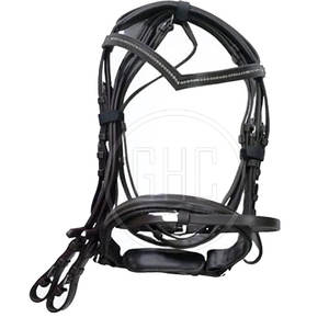 Bridas de equitación de calidad superior al por mayor de fábrica directamente hechas de cuero Headstall ecuestre y riendas - Product Image 1