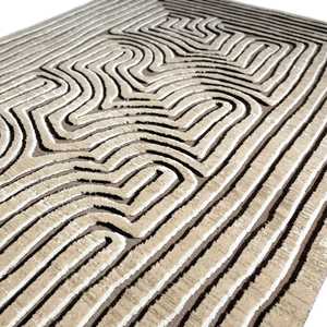 Alfombra de lujo hecha a mano de diseño alto y bajo de alta calidad 100% alfombras de lana fina para sala de estar piso patrón abstracto juegos de alfombras - Product Image 4