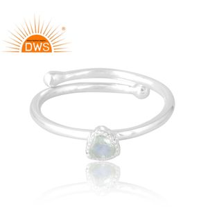 Nuevo diseño, anillo de piedras preciosas de Luna arcoíris Natural de Plata de Ley 925, joyería personalizada para mujer, regalo para ella - Product Image 3