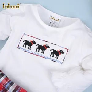 Puppies smocked long set wholesale girls smocked clothing children smocked clothing baby girl winter clothes - BB1293