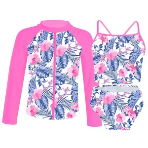 Girls Swimwear Outfits 3 pcs Rash Guard Swimsuit Kids Bikini Sport Tops Swim Shorts <b>Surf</b> Suit <b>Coat</b> Children's Beach Bathing Suit - Product Image 4