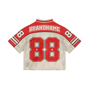 Streetwear Mesh Boxy Jersey de manga corta 100% poliéster ligero Quickdry logotipo personalizado impresión Streetwear Drop Shoulder - Product Image 2