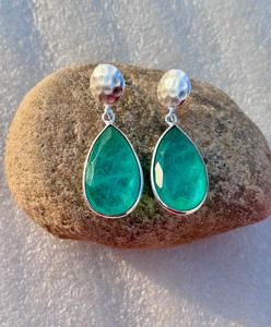 Emerald <b>Crystal</b> 925 Sterling Silver <b>Earring</b> Uniquely Designed Teardrop Emerald <b>Earring</b> Women Jewelry - Product Image 6