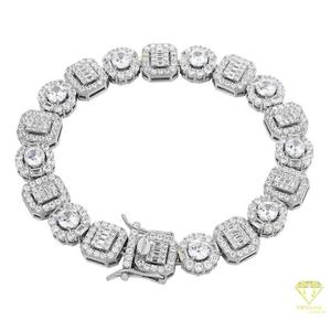 2025 venta al por mayor Hip Hop chapado en oro Moissanite Diamond Cluster tenis pulsera Iced Out joyería de lujo para hombres - Product Image 2
